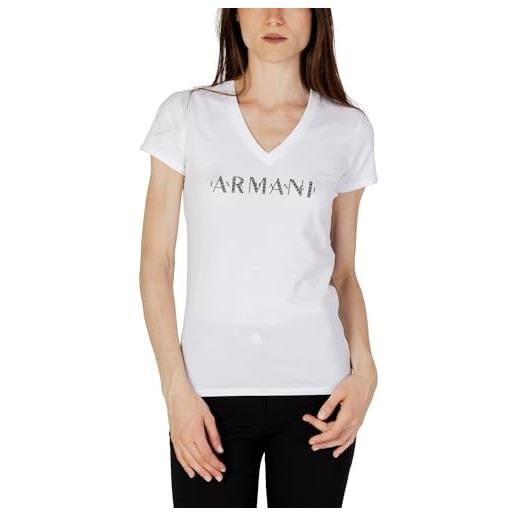 Armani Exchange maglietta con logo a v in cotone elasticizzato t-shirt, bianco, s donna