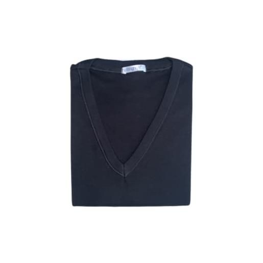 T-Shirt 3 maglie da uomo mezza manica scollo v cotone interlock colore nero varie taglie art. Pop - nottingham (6/xl)