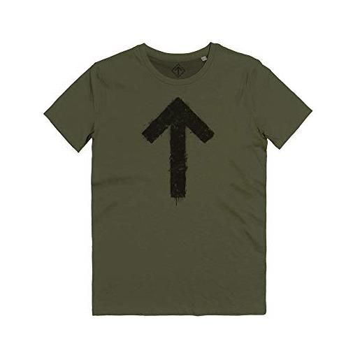 WARTSHIRT maglietta runa tiwaz nordic warrior rune walhalla odin ragnarok tyr rune t-shirt (battle green, 2xl)