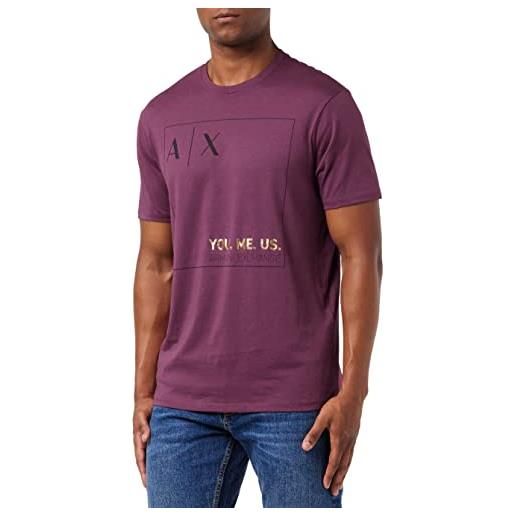 ARMANI EXCHANGE short sleeves, front logo, t-shirt, uomo, grape wine, m