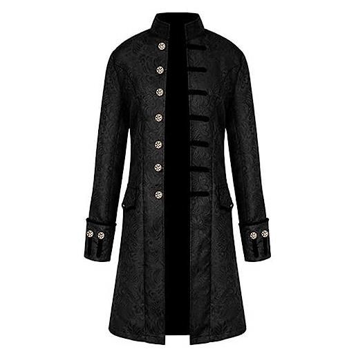 LZPCarra steampunk - cappotto da uomo, vintage, stile steampunk, con frack, gotico, smocking, uniforme, cosplay, giacca medievale, smoking vittoriano, rinascimentale, bianco, xl