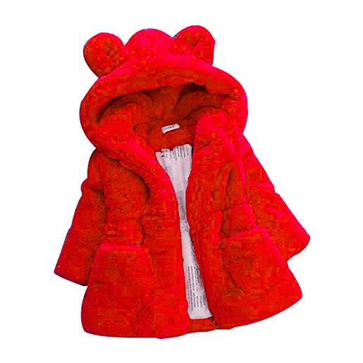 baohooya giacca cappottino bimba invernale 1-6 anni, ragazzo e ragazza giacche con cappuccio mantello del cappotto caldo addensare antivento giacche imbottito giubbotti neonata vestiti baohooya (12 mesi, rosso)