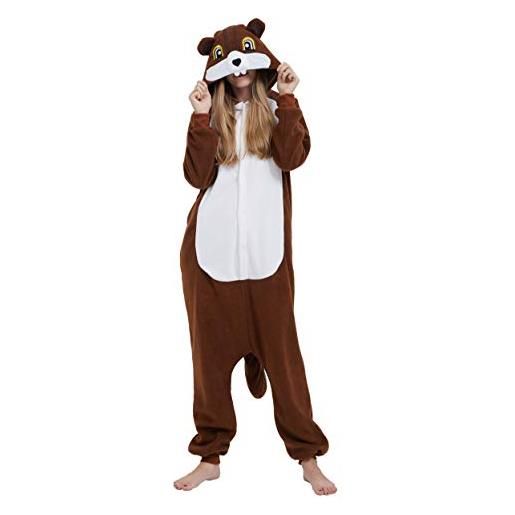 ULEEMARK kigurumi pigiama anime cosplay halloween costume attrezzatura adulto animale onesie unisex, scoiattolo per altezze da 140 a 187 cm