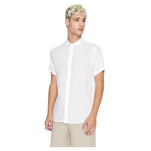 ARMANI EXCHANGE short sleeve linen button down shirt. Regular fit. , camicia, 
