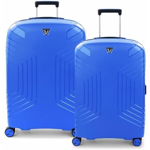 Roncato ypsilon 4 ruote set di valigie 2 pezzi con piega di espansione blu