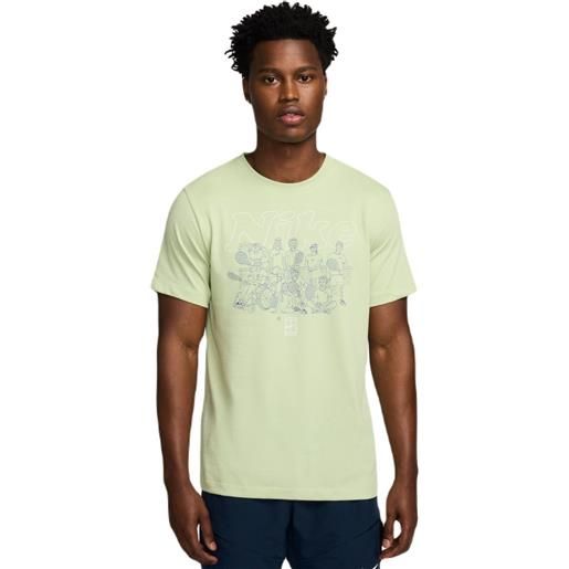 Nike t-shirt da uomo Nike court dri-fit printed t-shirt - olive aura