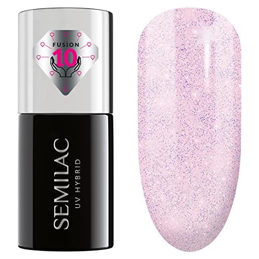 Semilac uv smalto semipermanente extend care 5in1 806 glitter delicate pink 7ml