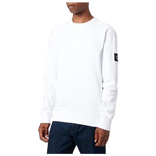 Calvin Klein Jeans badge crew neck j30j323426 felpe, bianco (bright white), xs uomo