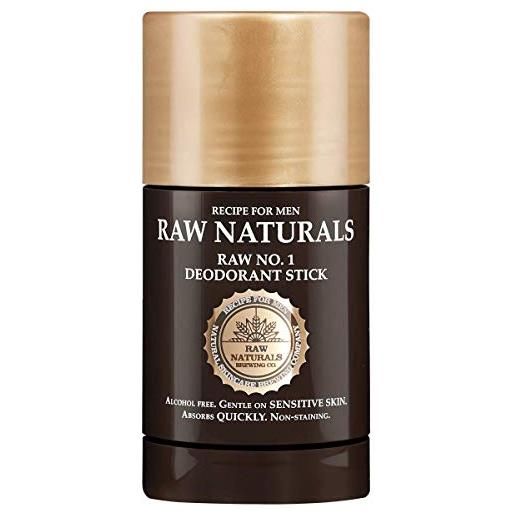 Recipe for Men Raw Naturals no1 deodorante stick per uomo, assorbe rapidamente non macchia senza alcool e delicato sulla pelle sensibile, 75 ml