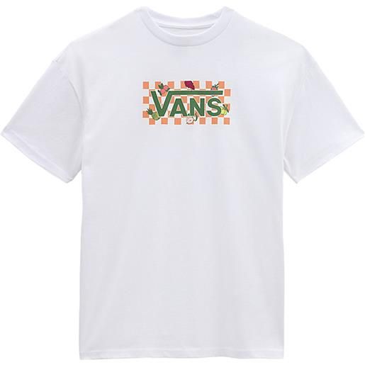 Vans t-shirt checkboard box logo over donna bianco