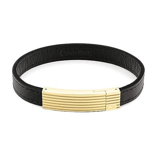 Calvin Klein braccialetto in pelle da uomo collezione circuit nero - 35000269