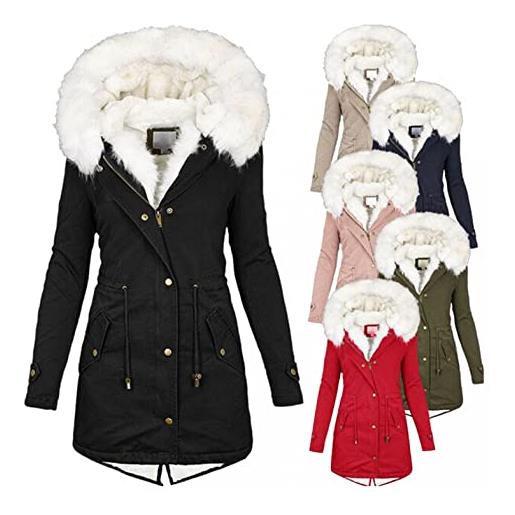 SGSD cappotto invernale da donna, giacca invernale con imbottitura in pile, giacca trapuntata, parka invernale, colore: rosso, l