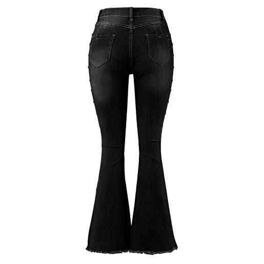 SGSD y2k streetwear - pantaloni da donna con perle, stile anni '70, stile vintage, nero , s