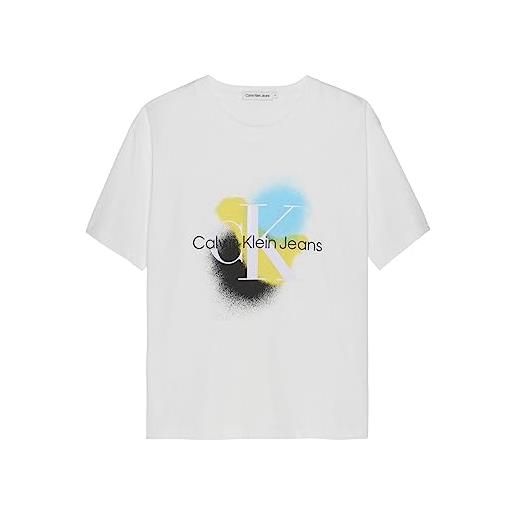 Calvin klein jeans placed spray print t-shirt manica corta bambini bright white iu0iu00463 14a