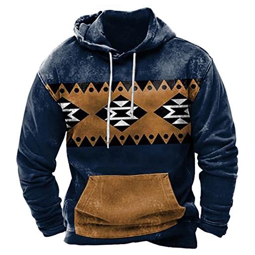 DYCOOK uomo stile etnico 3d stampato hoodie casual pullover weatshirt western aztec maniche lunghe felpe coat