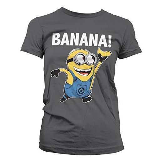 Minions licenza ufficiale banana!Donna maglietta (dark grigio), xxl