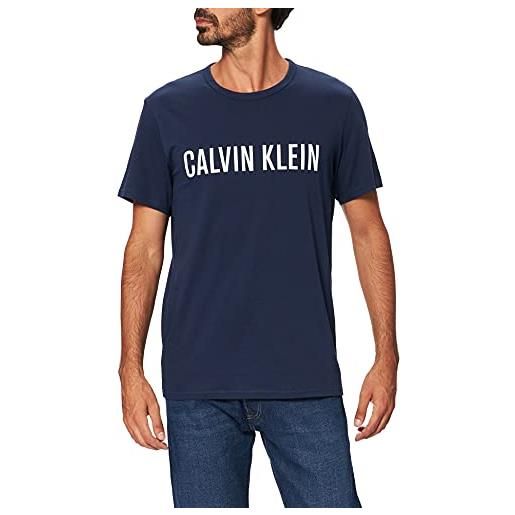 Calvin Klein s/s crew neck t-shirt, blue shadow w/white, l uomo