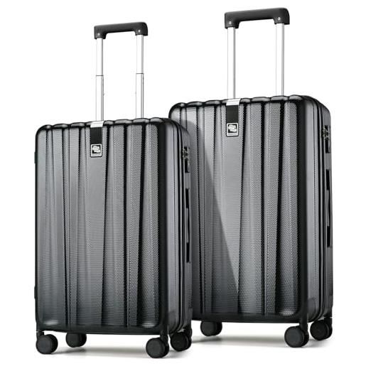 Hanke valigia da cabina leggera rigida in pc, nero corvino, checked-medium 24-inch, Hanke valigia rigida leggera resistente ai graffi