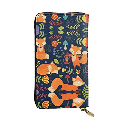 BURGHR portafoglio continental in pelle stampata con stampa di cani, porta carte di credito, simpatico animale volpe fiore, taglia unica, moderno