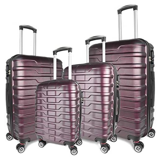 Vacanze Romane set valigie rigide di 4 pezzi in materiale abs, trolley bagaglio a mano leggero di 4 pezzi, valigia rigida con 8 ruote e lucchetto a combinazione (s-xl, viola)