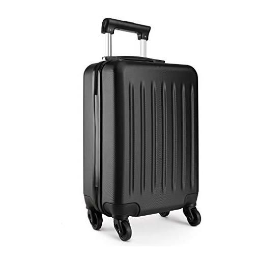 KONO trolley bagaglio a mano 48x30x20cm valigia rigida in abs valigie piccola con 4 ruote, 26l (nero)