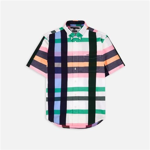 Tommy Hilfiger pop check ss shirt carbon navy/olympic green/multi uomo