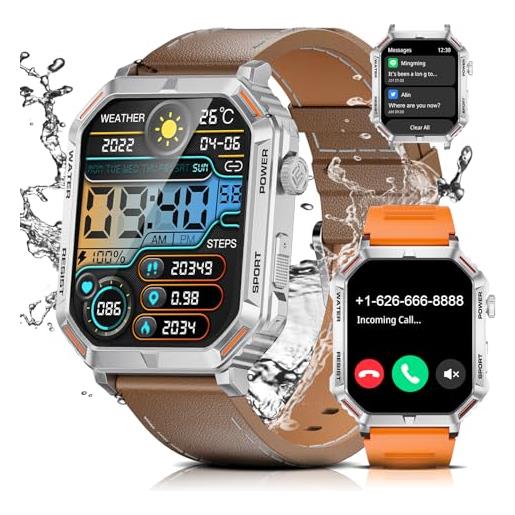 LIGE smartwatch uomo militare con funzione telefono 400mah batteria durevole 1,96pollici touchscreen ip67 impermeabile 120 modalità sport orologio android ios robusto