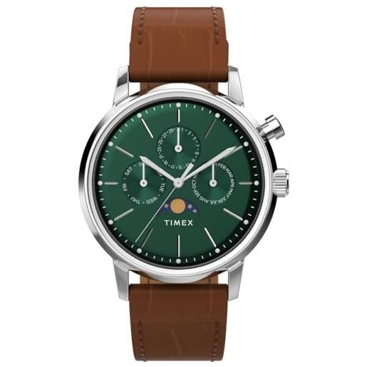Timex orologio multi-quadrante al quarzo uomo con cinturino in pelle tw2w51000