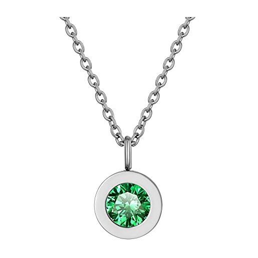 GOLDCHIC JEWELRY collana may pietra portafortuna per donna, gioielli con smeraldo sintetico con zirconi cubici