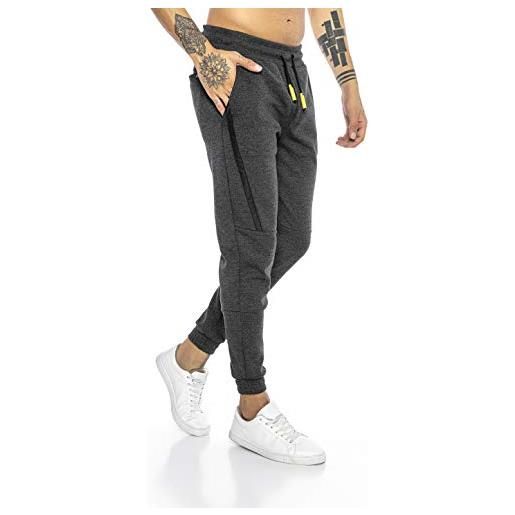 Redbridge pantalone da tuta uomo joggers sweat-pants stile cargo con tasche grigio scuro s