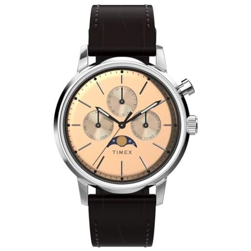 Timex orologio multi-quadrante al quarzo da uomo con cinturino in pelle tw2w51100