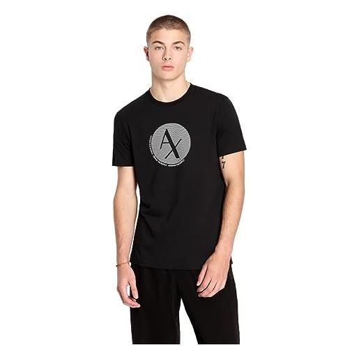 Armani Exchange slim fit circle logon ax pima cotton tee t-shirt, nero, l uomo