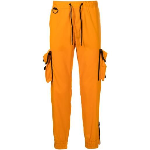 BOSS pantaloni sportivi con bordo a contrasto x khaby - arancione