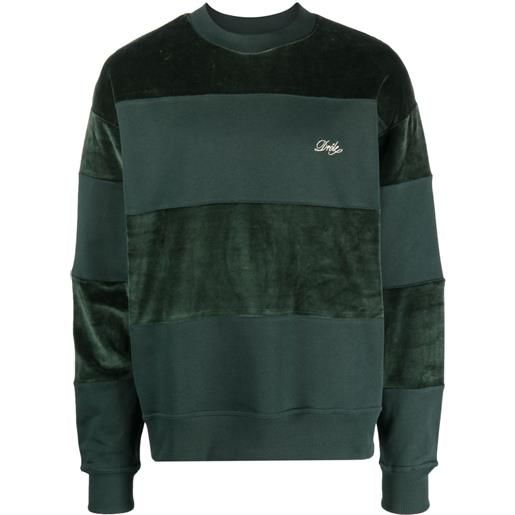 Drôle De Monsieur logo-embroidered panelled sweatshirt - verde