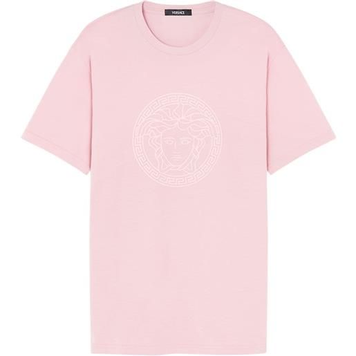 Versace t-shirt con stampa medusa - rosa