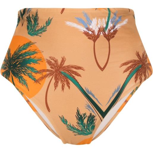 Raquel Diniz slip bikini con stampa palm tree - marrone