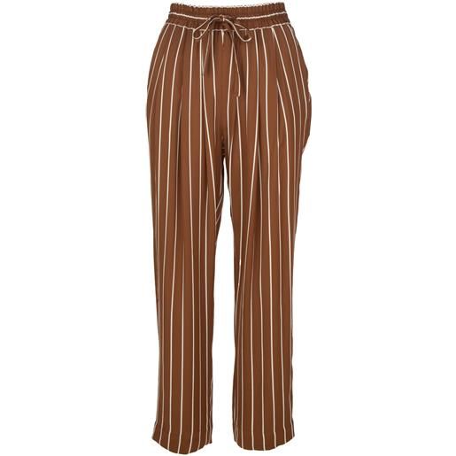SEMICOUTURE | pantaloni a righe marrone bianco