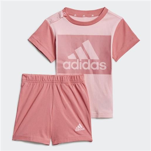 Adidas i essentials tee and shorts light pink rose