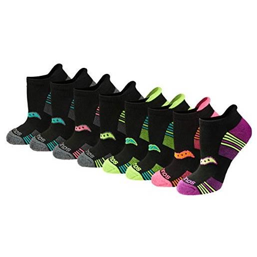 Saucony women's 8-pair performance no-show sport socks, black assorted, 9-11 socks/5-10 shoe