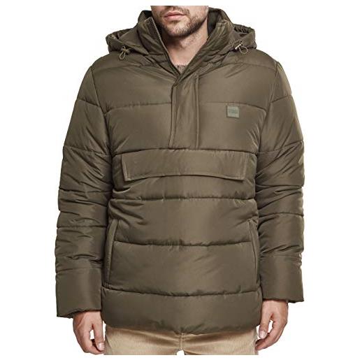 Urban Classics pull over puffer jacket giacca, verde (dark-olive 00551), xl uomo