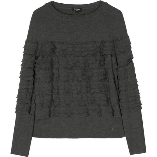 CHANEL Pre-Owned - maglione con ruches anni 2000 - donna - lana/lana - taglia unica - grigio