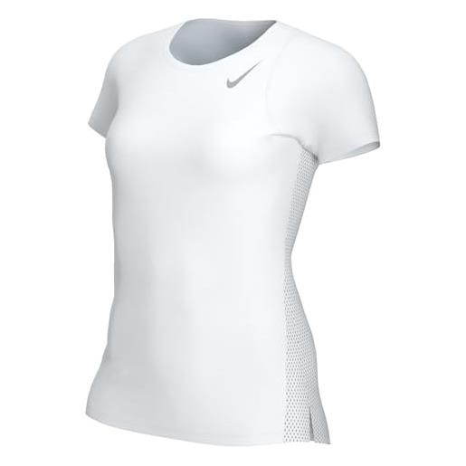 Nike dd5927-100 w nk fast df ss top maglia lunga donna bianco/argento taglia xs