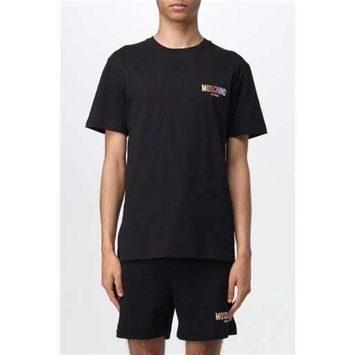 MOSCHINO t-shirt uomo nero con logo a contrast 0709