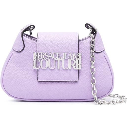 Versace Jeans Couture borsa a spalla con placca logo - viola