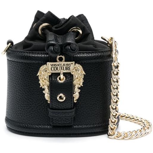 Versace Jeans Couture borsa a secchiello con logo inciso - nero