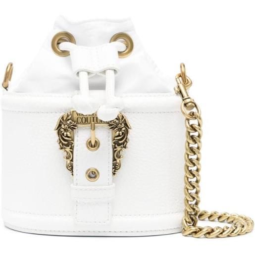 Versace Jeans Couture borsa a secchiello con logo inciso - bianco