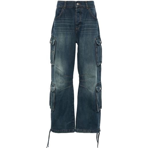 MISBHV dirt bath wide-leg cargo jeans - blu