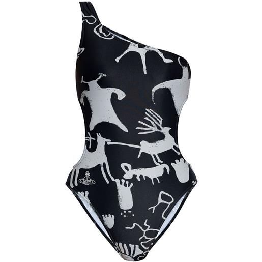 Vivienne Westwood abstract-print cut-out swimsuit - nero