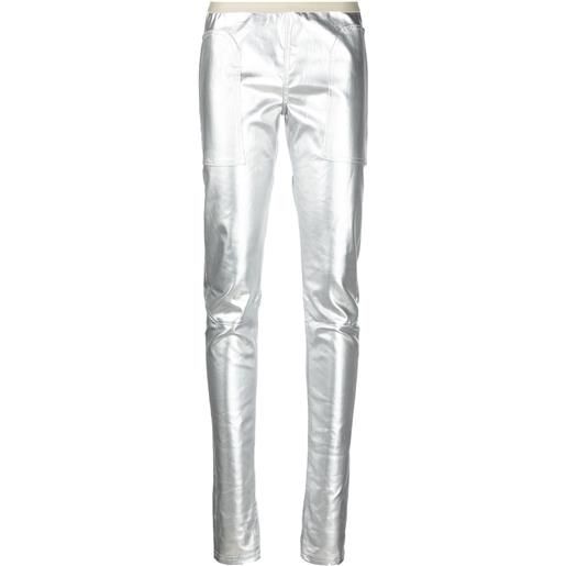 Rick Owens pantaloni dritti metallizzati - argento