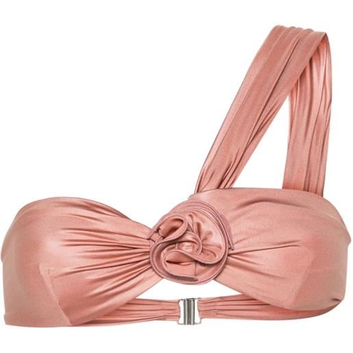 Magda Butrym top bikini monospalla con applicazione - rosa
